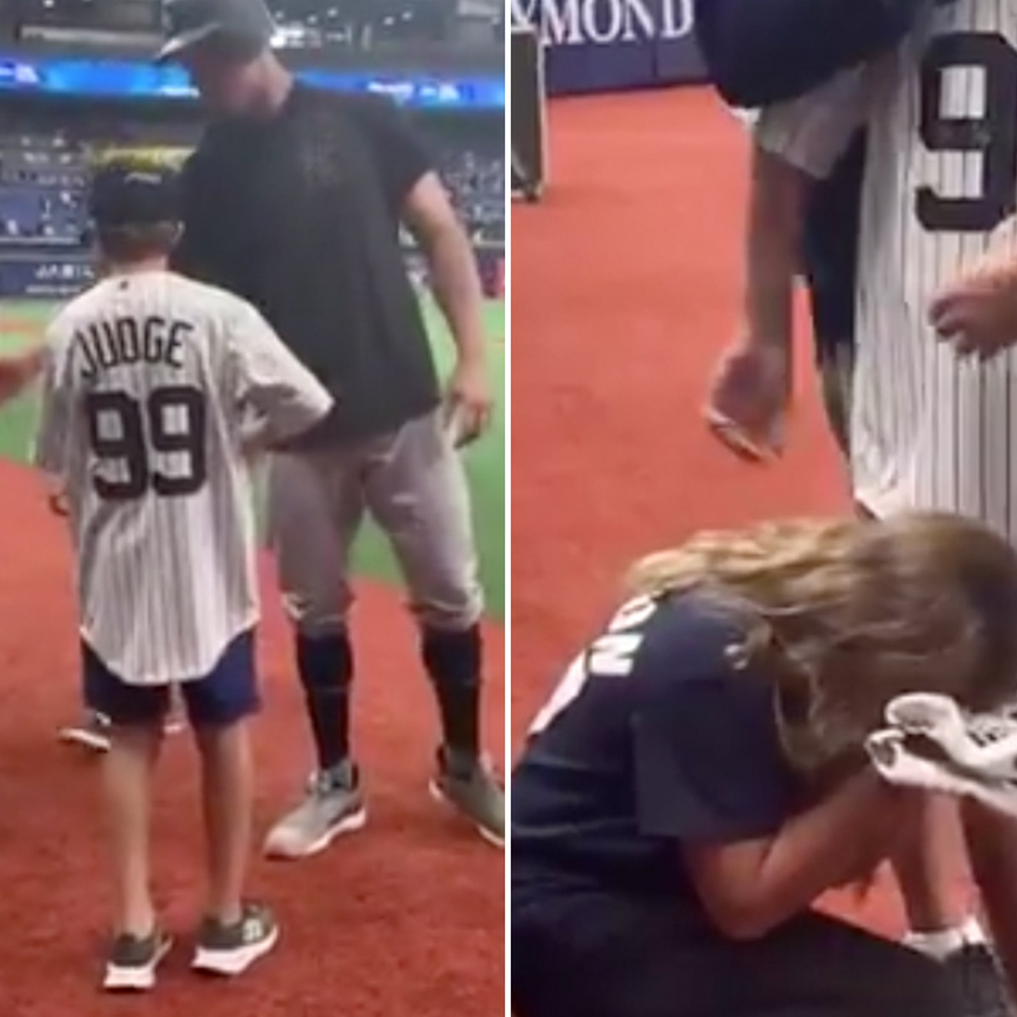 Aaron Judge Gives Bat and Gloves to Kids, Kids Cry with Happiness