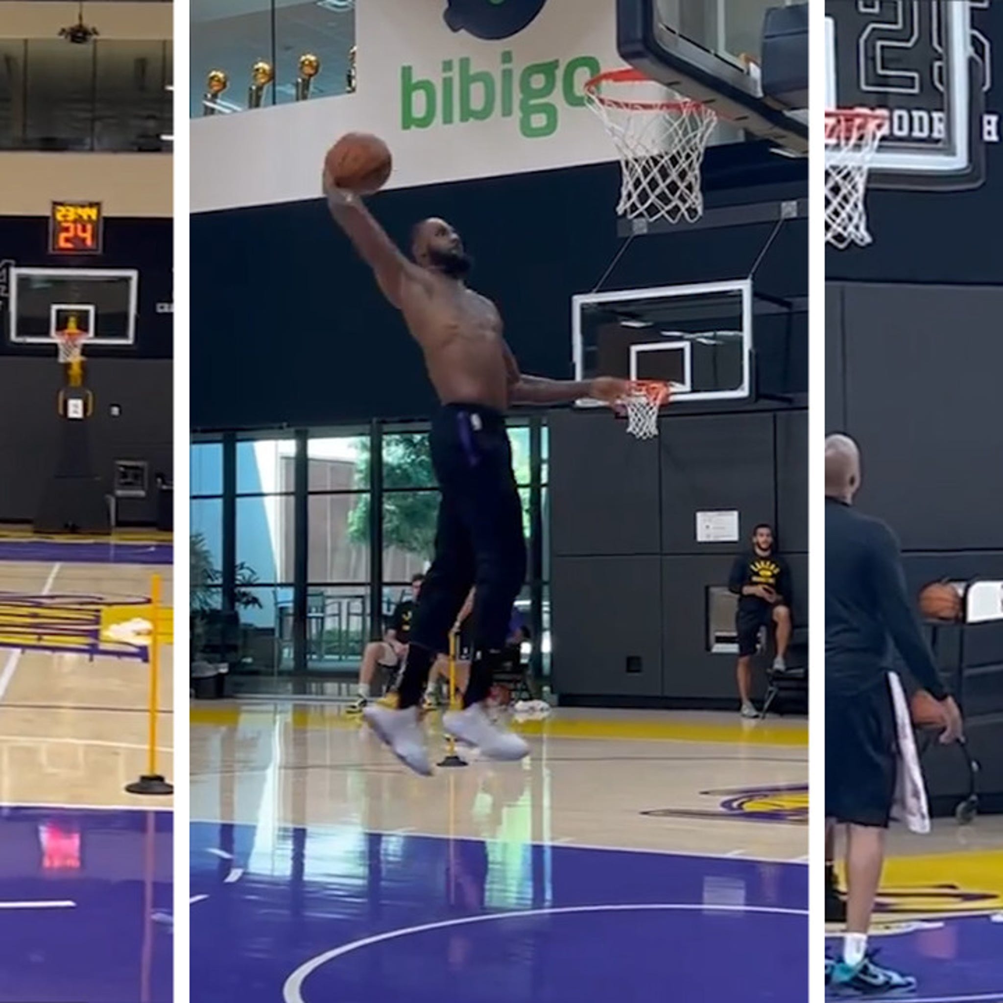 Watch LeBron James, Sons Throw Down Epic Dunks in Lakers Practice Facility  – NBC Los Angeles