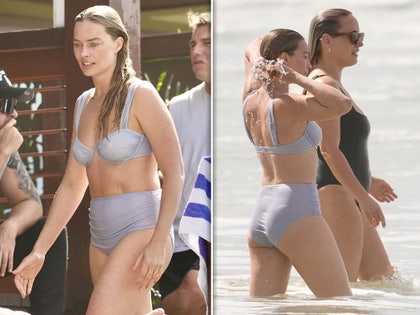 Margot robbie beach sun backgrid launch