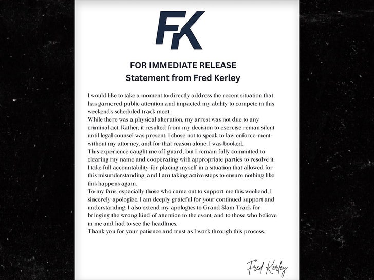 fred kerley statement instagram
