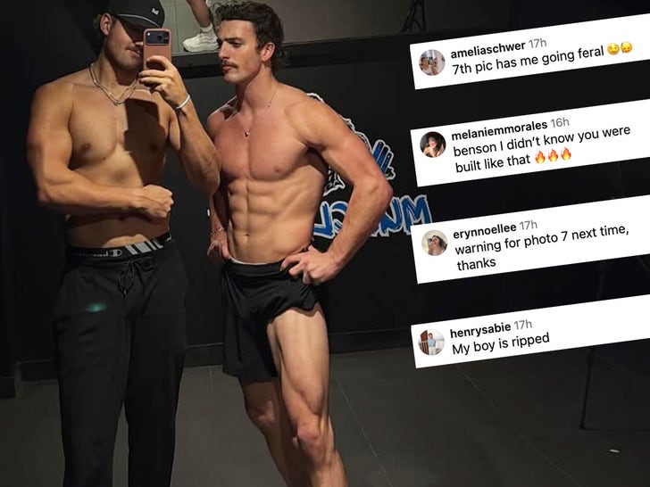 In a rare Benson outing, the 23-year-old showed off his rock-solid bod this week. He posted this shameless gym selfie with his swolemate (also a handsome fella), but we gotta know: should Benson keep his slippery shots for stage appearances only, or are y'all down for what he's puttin' out on socials?!