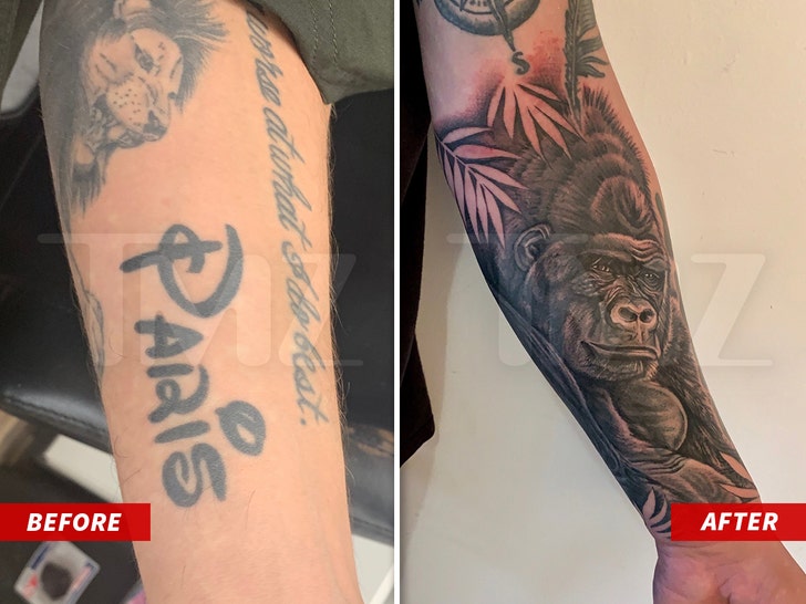 Paris Hilton's Ex, Chris Zylka, Covers Up Her Name Tattoo with a Gorilla