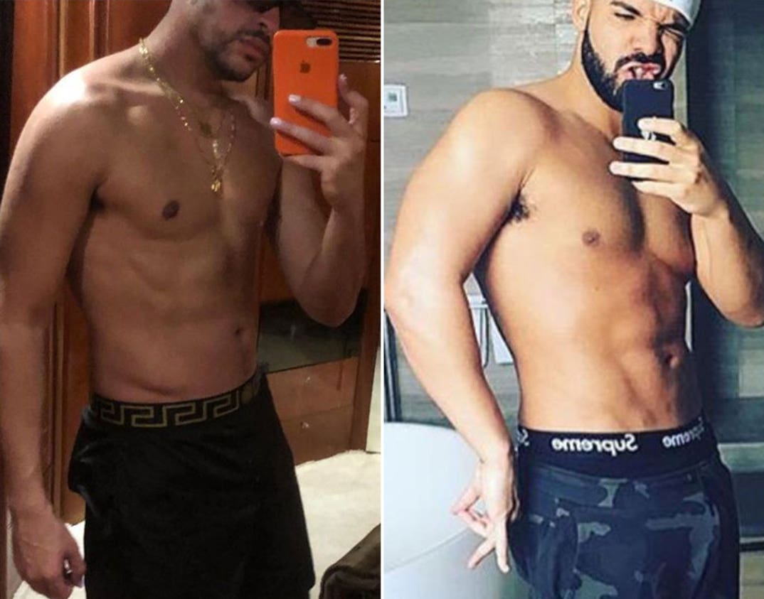 Bad Bunny (26) vs. Drake (34) -- Shirtless Selfie Edition