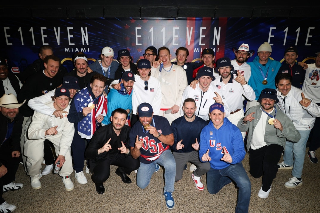 US Hockey Team Celebrate Gold 1