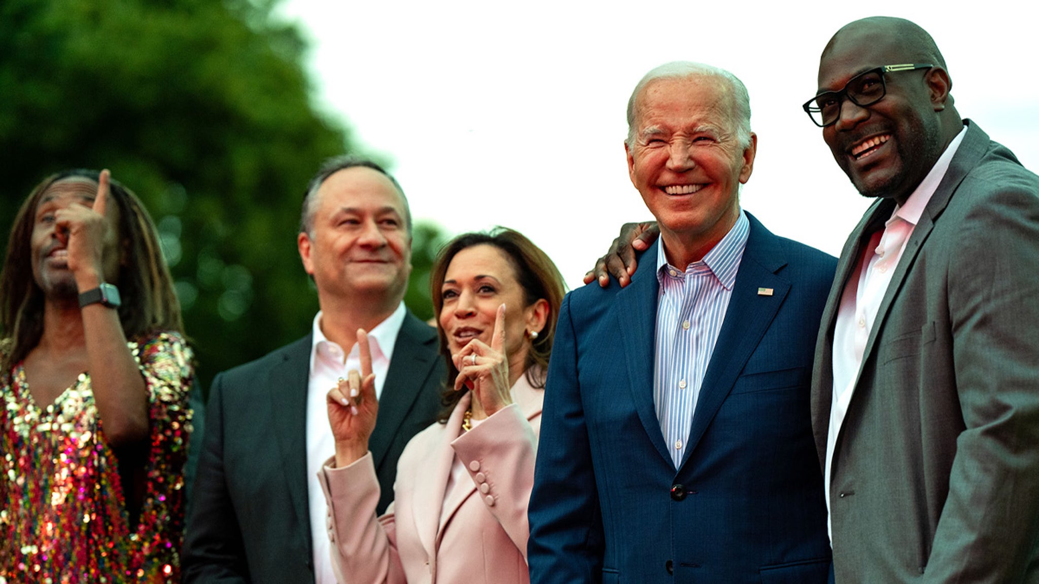 guy in sequin dress at juneteenth party President Biden Looks Stupefied During Juneteenth Concert at White House