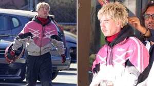 Barry Keoghan On The Set Of Crime 101 With Bleach Blonde Hair