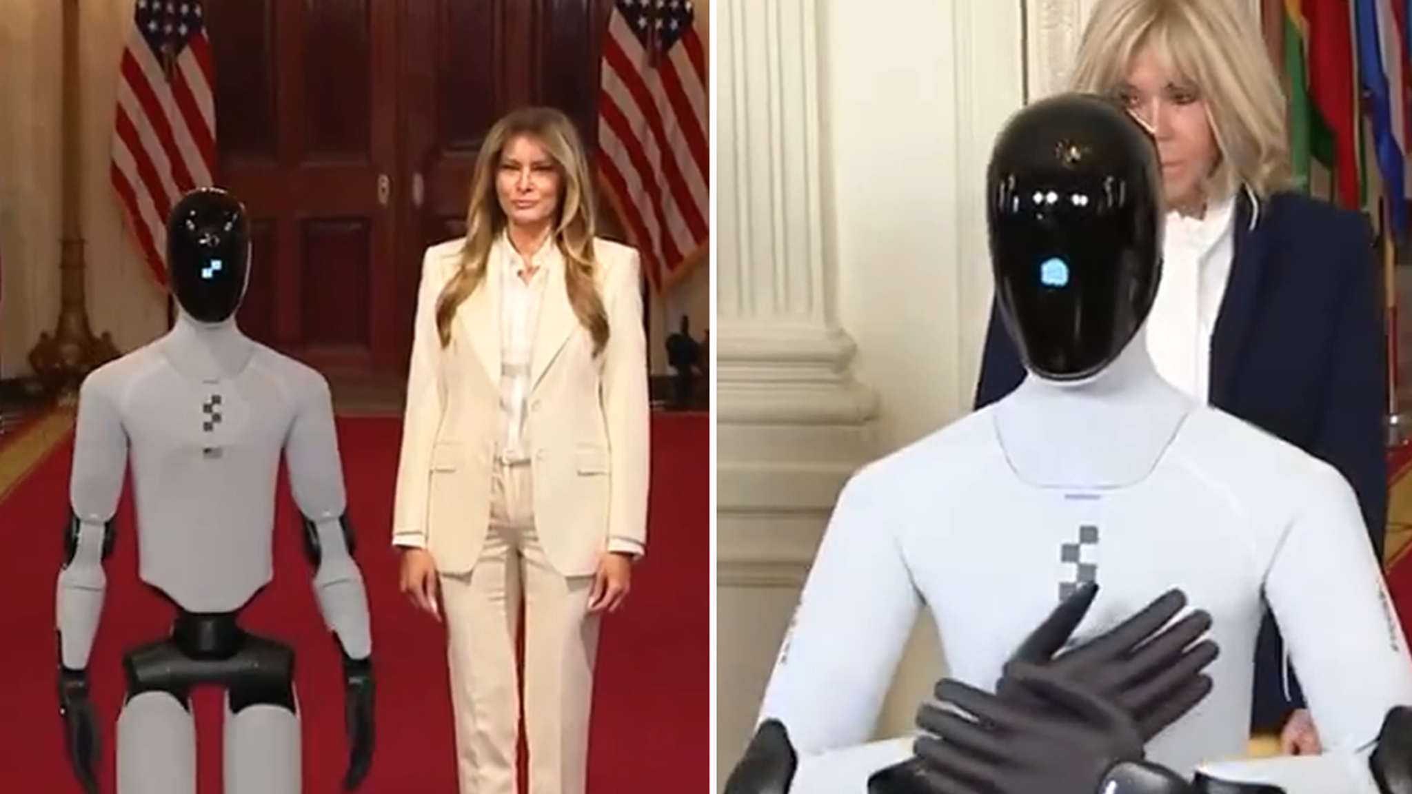 Melania Trump Escorted by A.I.-Powered Robot Into White…
