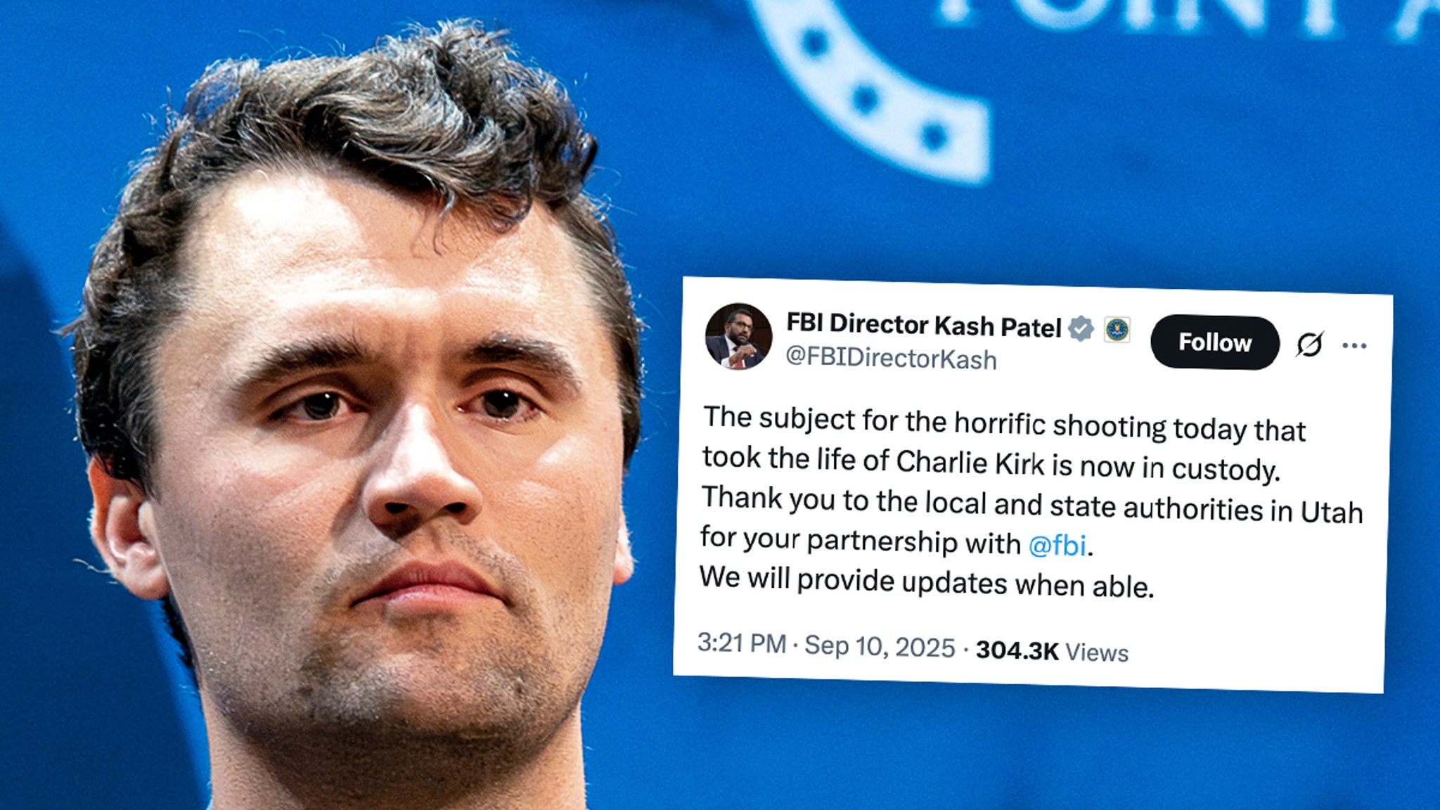Charlie Kirk Alleged Shooter in Custody, FBI Director Says