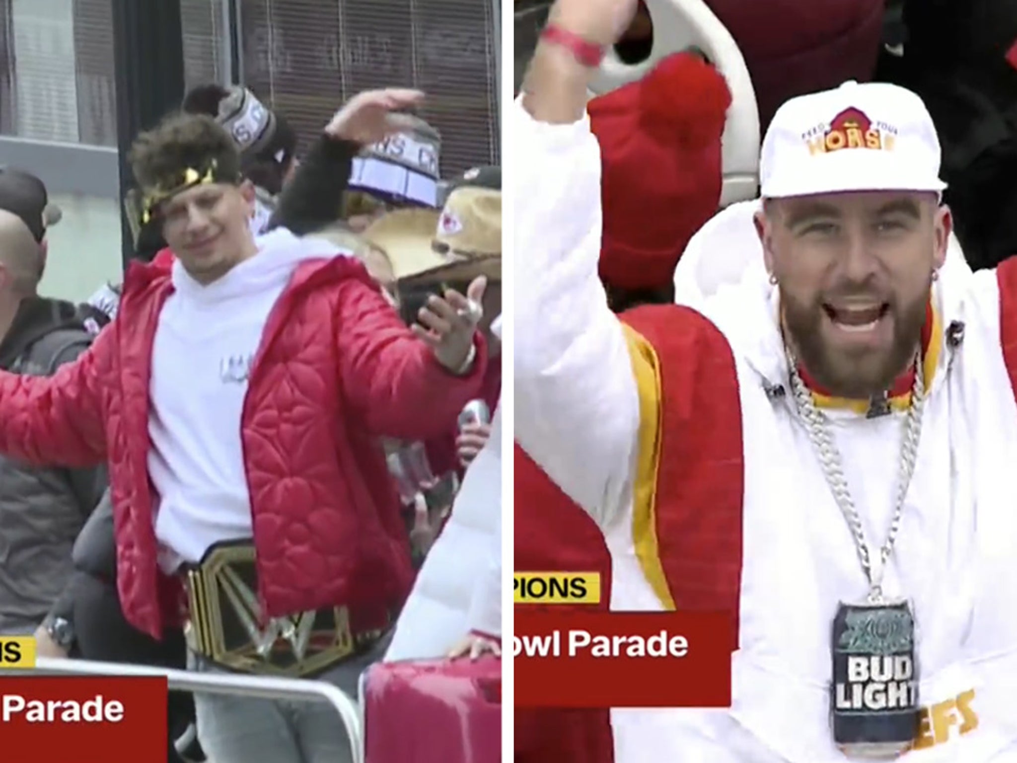 Travis Kelce, Chiefs party with fans at Super Bowl victory parade