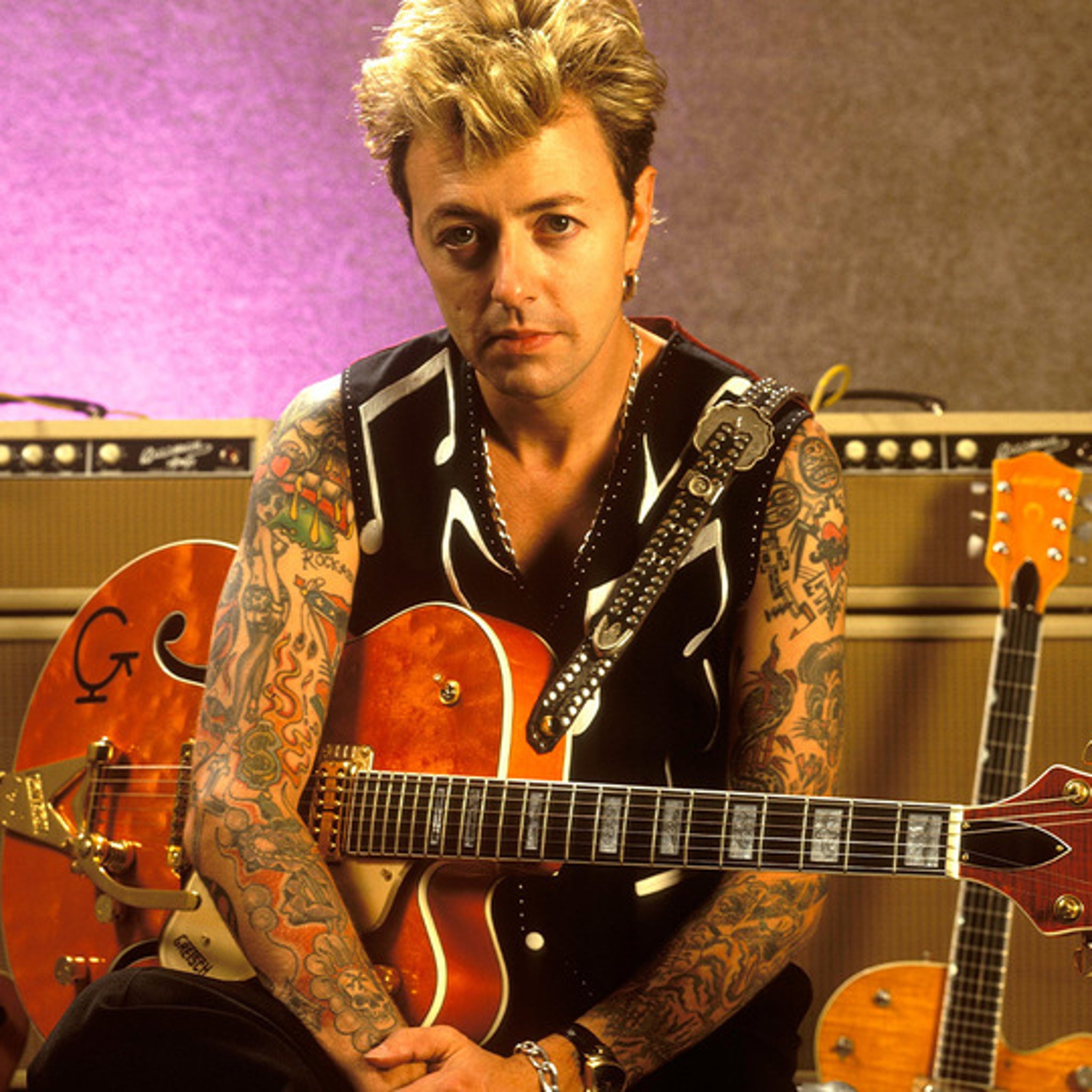 ミュージシャン 1990 Stray Cats Guitar Pick Brian Setzer Stray Cats Brian Setzer Vintage Guitar Pick - 1986 Rock
