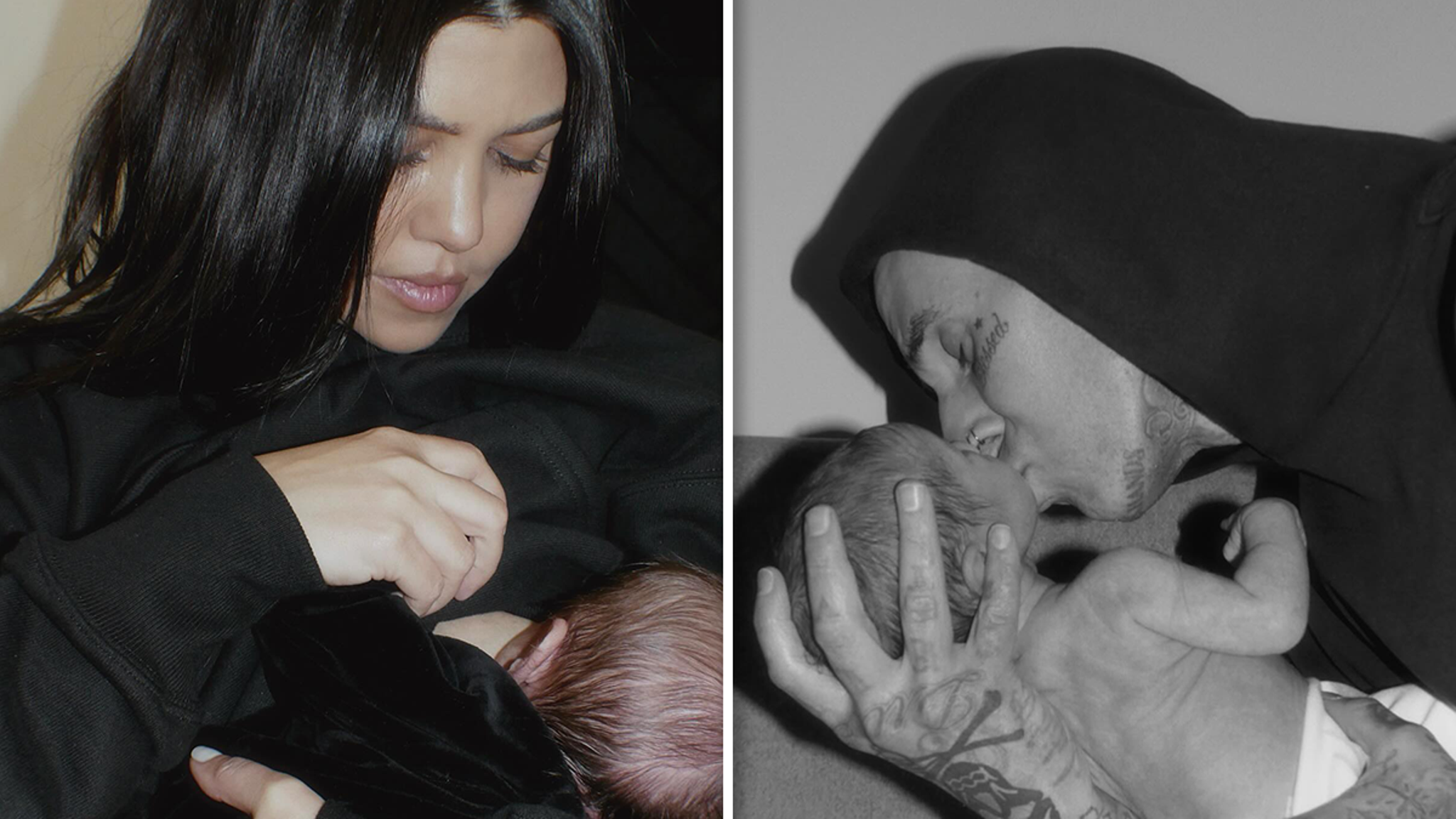 Kourtney Kardashian and Travis Barker release first photos of new baby Rocky