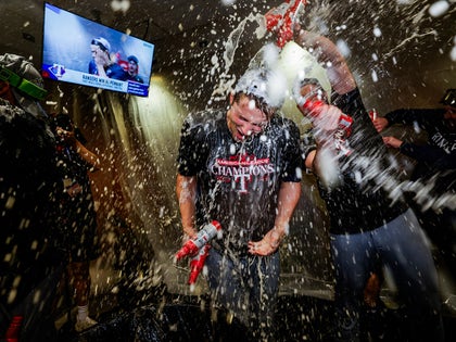 Texas Rangers Partying With Champagne In The Locker Room