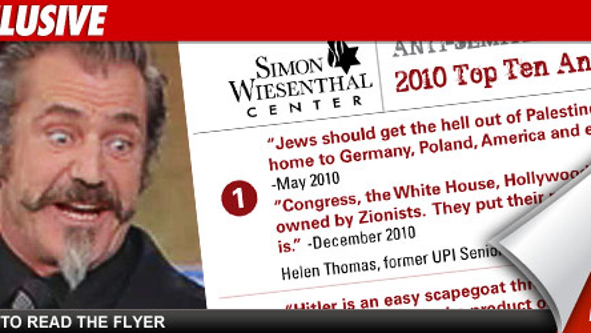 Mel Gibson Does Not Make Top 10 Anti-Semitic List of Simon Wiesenthal