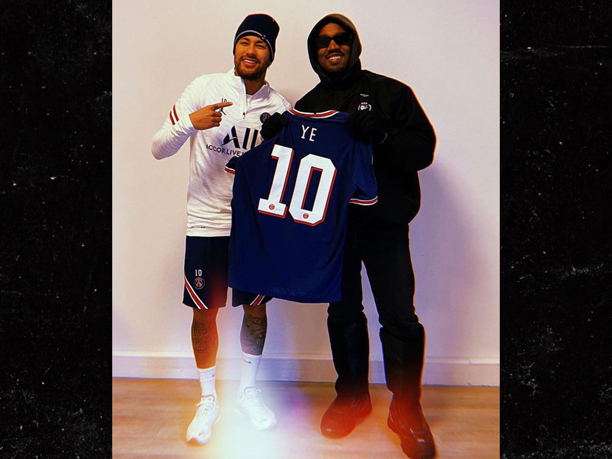 Neymar Gifts Kanye West Custom Jersey At Meeting In Paris, 'Legend