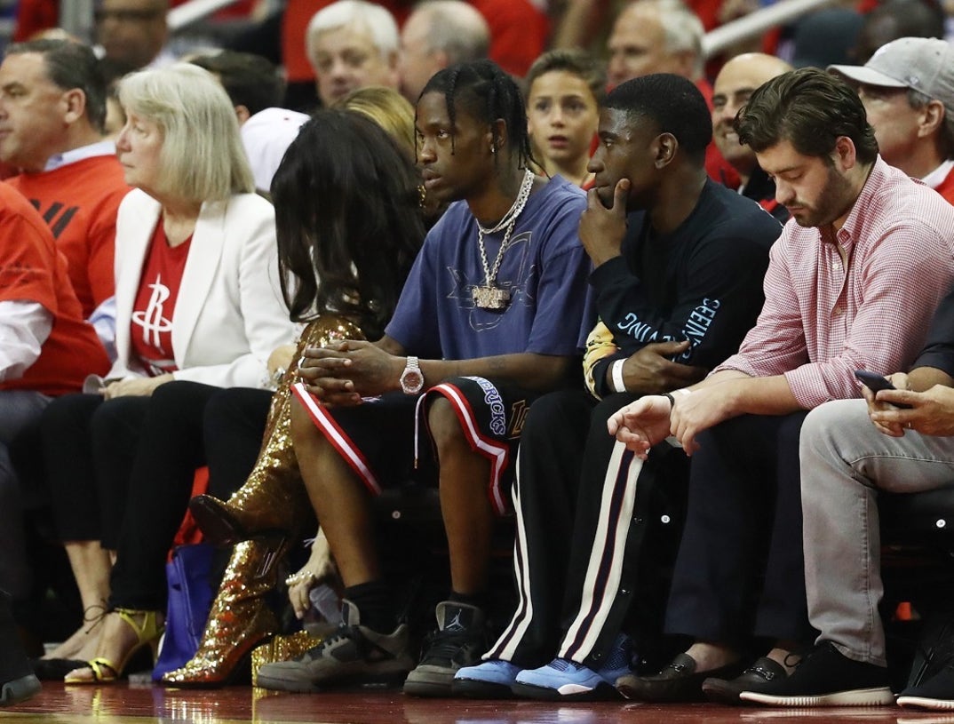 Lil Wayne & Travis Scott Courtside For Rockets/Warriors Beatdown