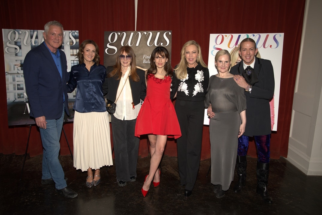 Bill Weidemann, Kara Francis, Nicole Miller, Hilaria Baldwin, Sutton Stracke, Kimberley Kim, and Gurus Media CEO and founder Derek Warburton attend the Gurus Media GURUtine’s Luncheon during NYFW at Maison Close in New York City.