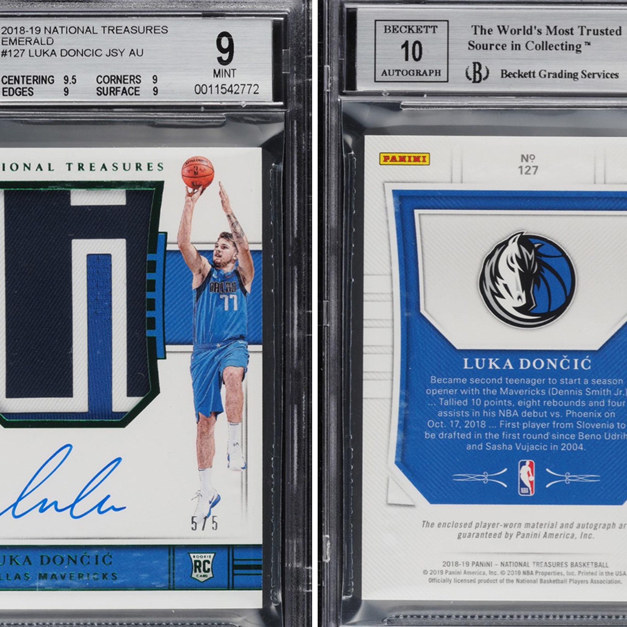 Luka Dončić Autographed Rookie Card W/ Jersey Patch Expected To 
