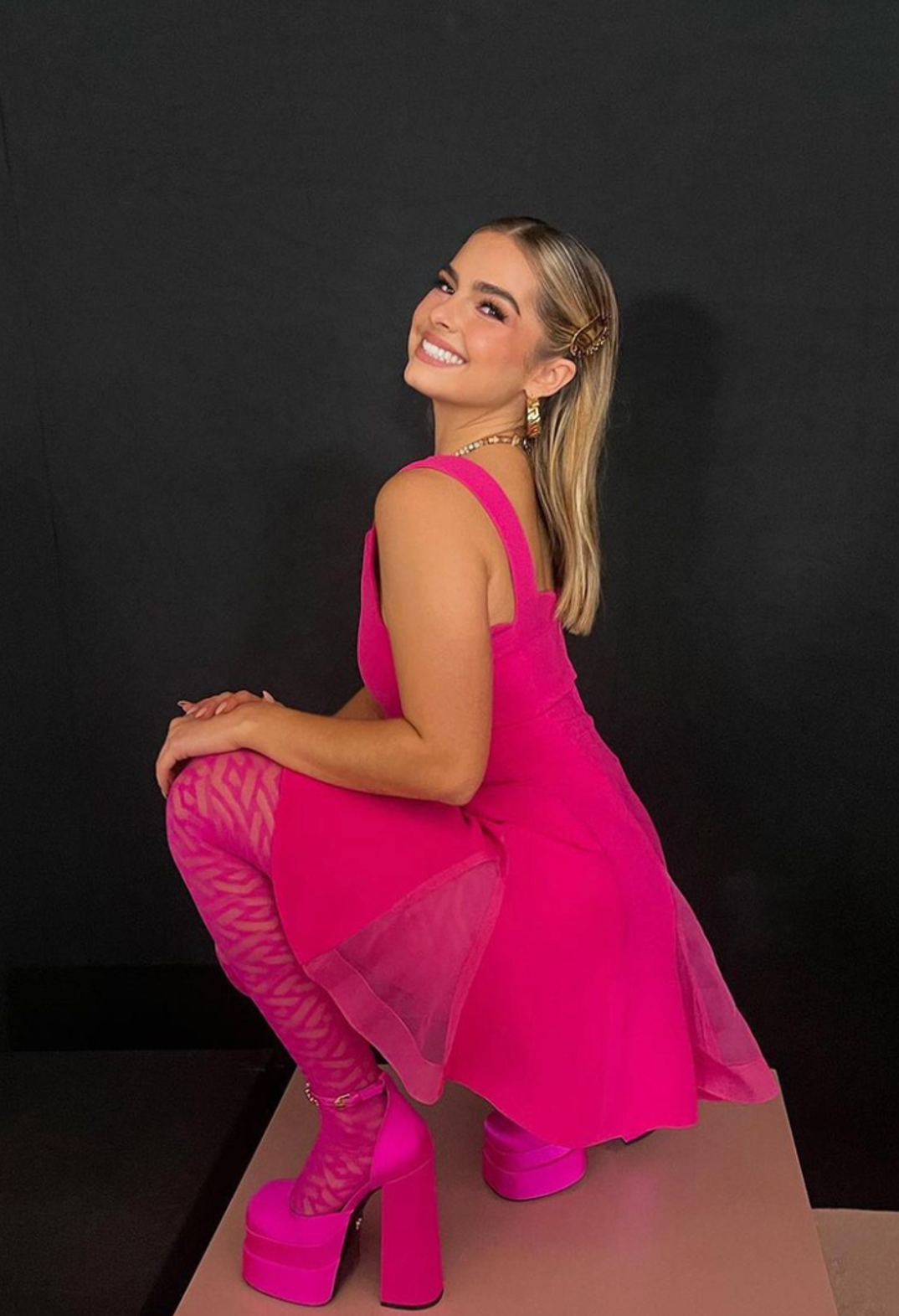 addison rae pink versace dress Versace Stars At Milan Fashion Week -- Behind The Scenes