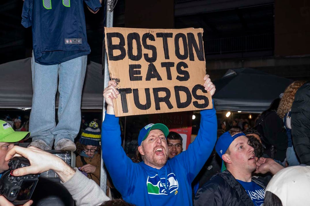 Seattle Seahawks fans celebrate Super Bowl win