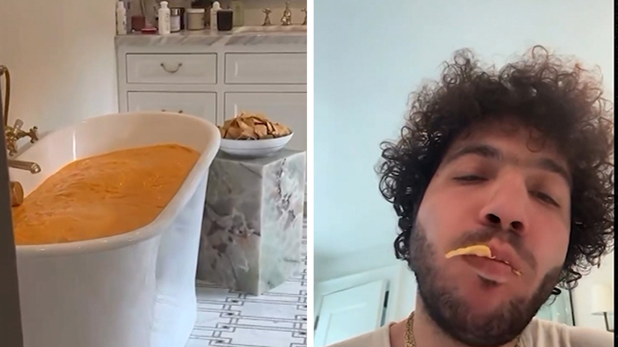 Benny Blanco Fills Tub With Cheese For Selena Gomez Valentine's Day Gift