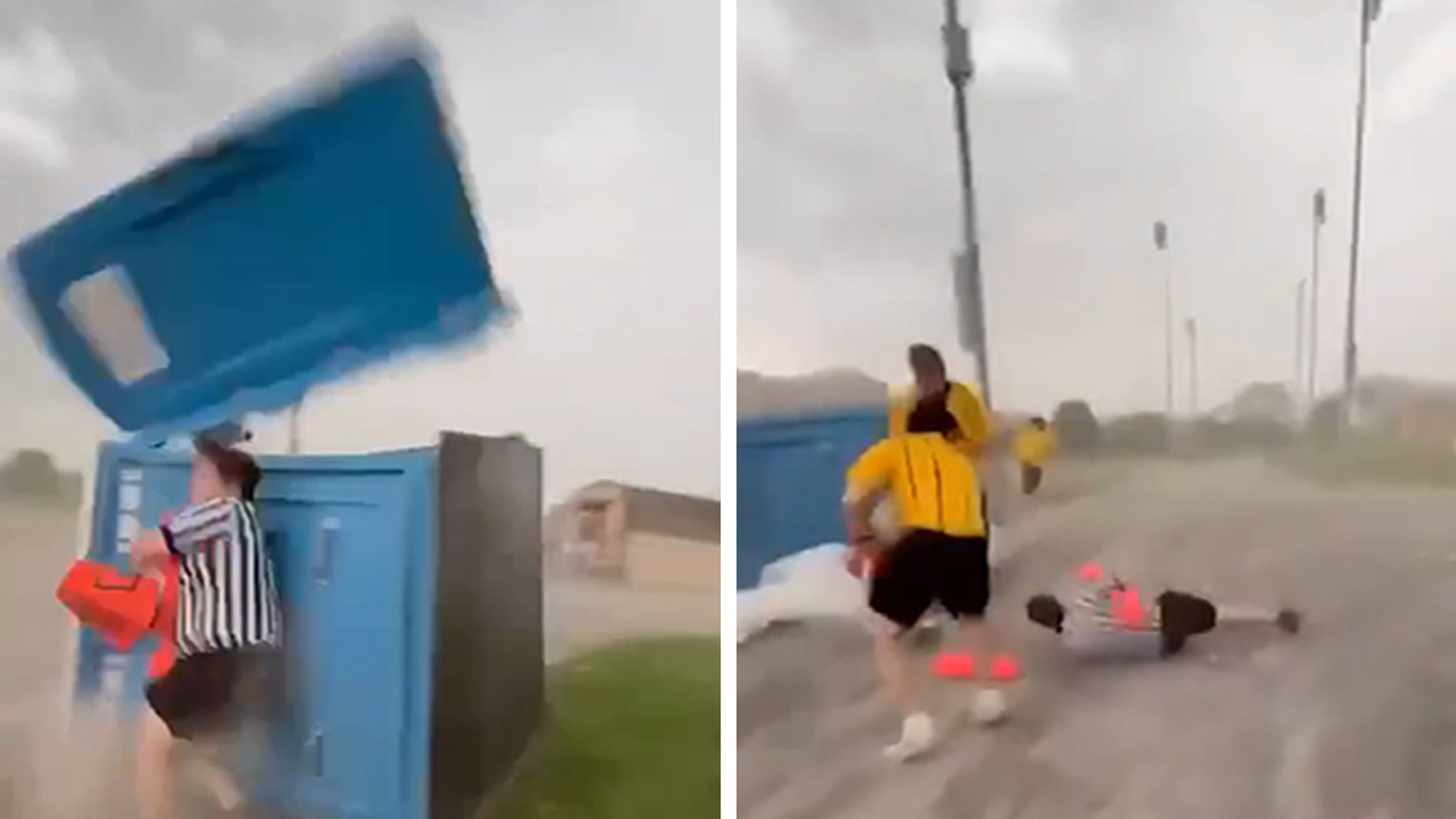 Soccer Referee Rocked By Portable Toilet During Fierce Storm