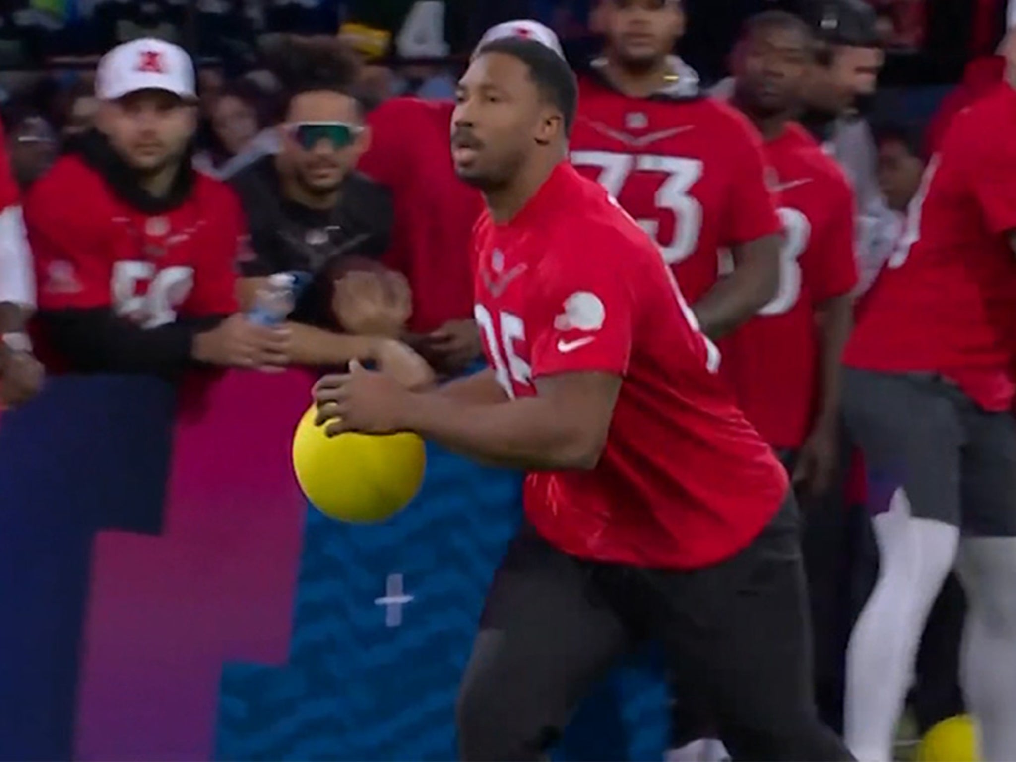 New York Giants running back Saquon Barkley carries NFC offense to victory  in dodgeball challenge