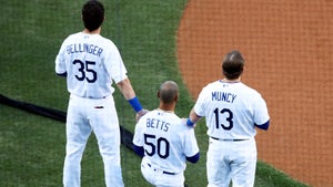 Dodgers Star Mookie Betts Kneels For National Anthem, Bellinger Shows Support