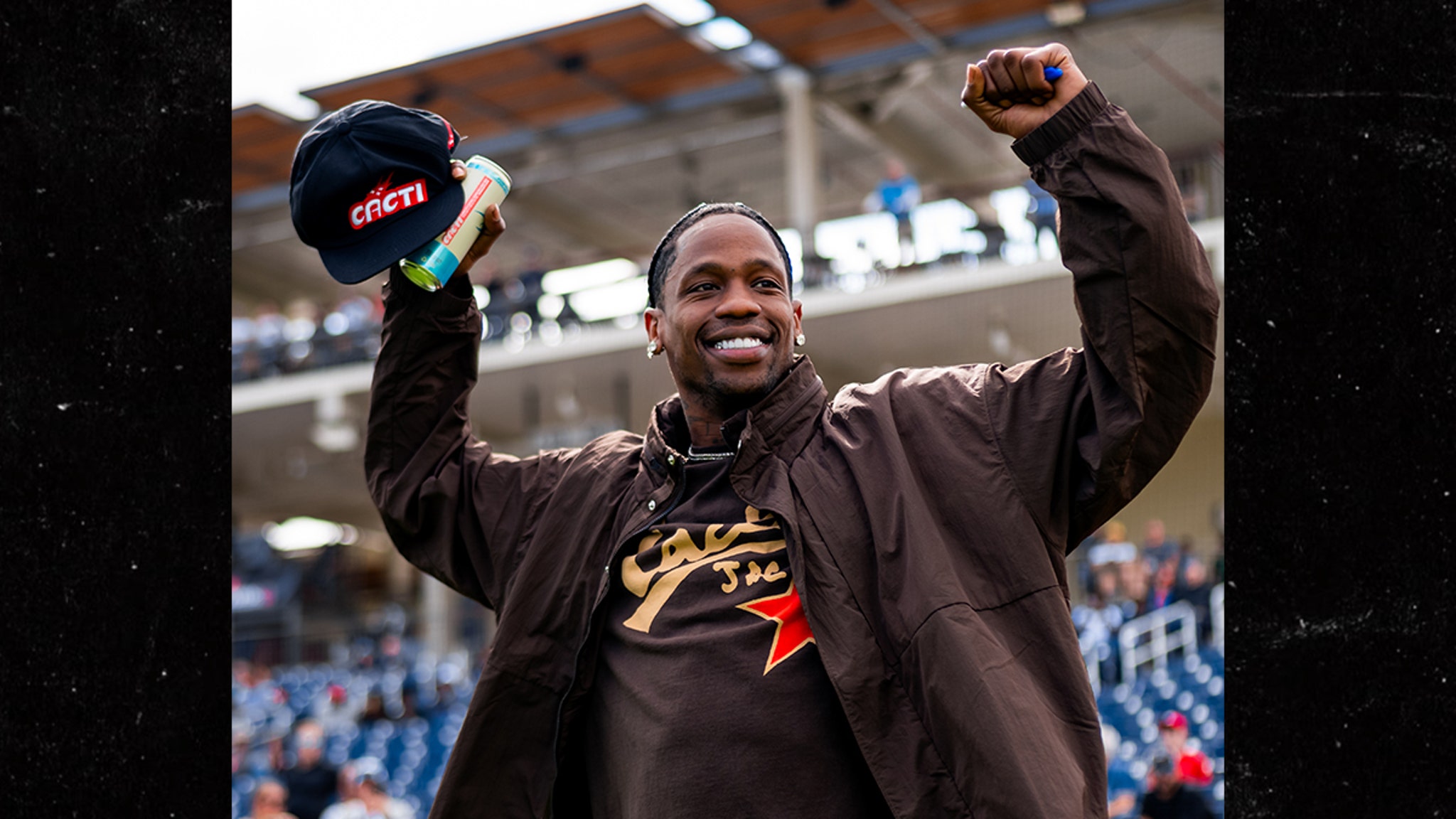 Travis Scott Throws First Pitch at Cacti Park for Astros Spring Training Opening Day