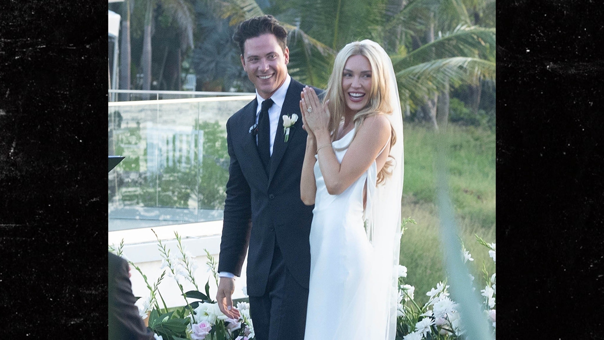 cassie randolph silver dress Michelle Randolph at sister Cassie Randolph & Brighton Reinhardt's wedding  in Costa Rica @backgrid_usa