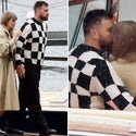 Taylor Swift & Travis Kelce Share a Kiss on Romantic Boat Ride in Italy