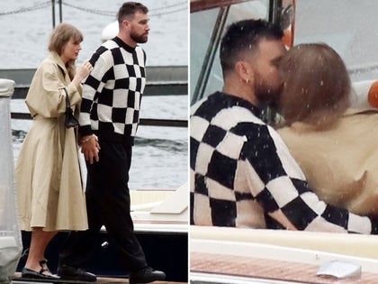 Travis Kelce Kissing Taylor Swift On A Boat