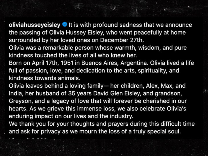 olivia hussey instagram message sub