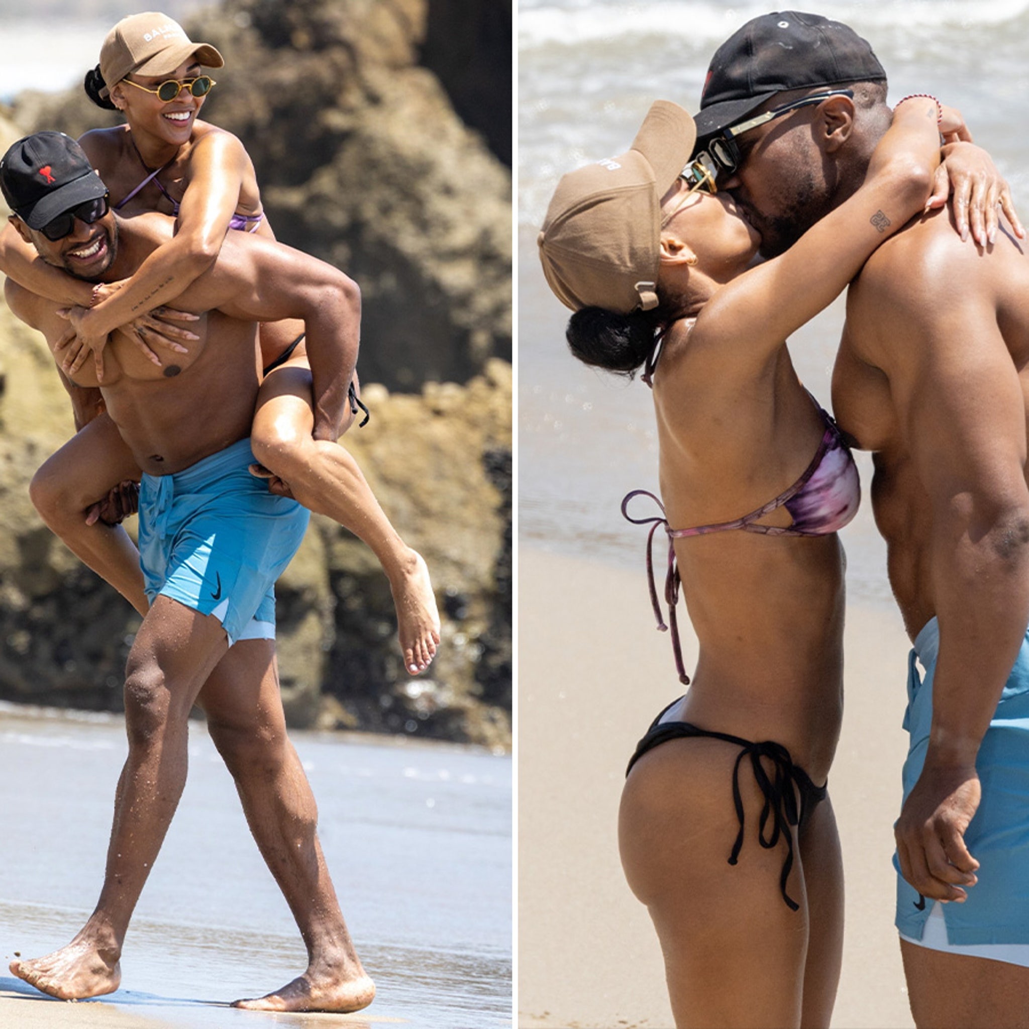 Jonathan Majors Meagan Good Pack On the PDA For Sunny Beach Day