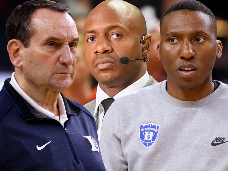 Coach K left, Jay Williams, Nolan Smith