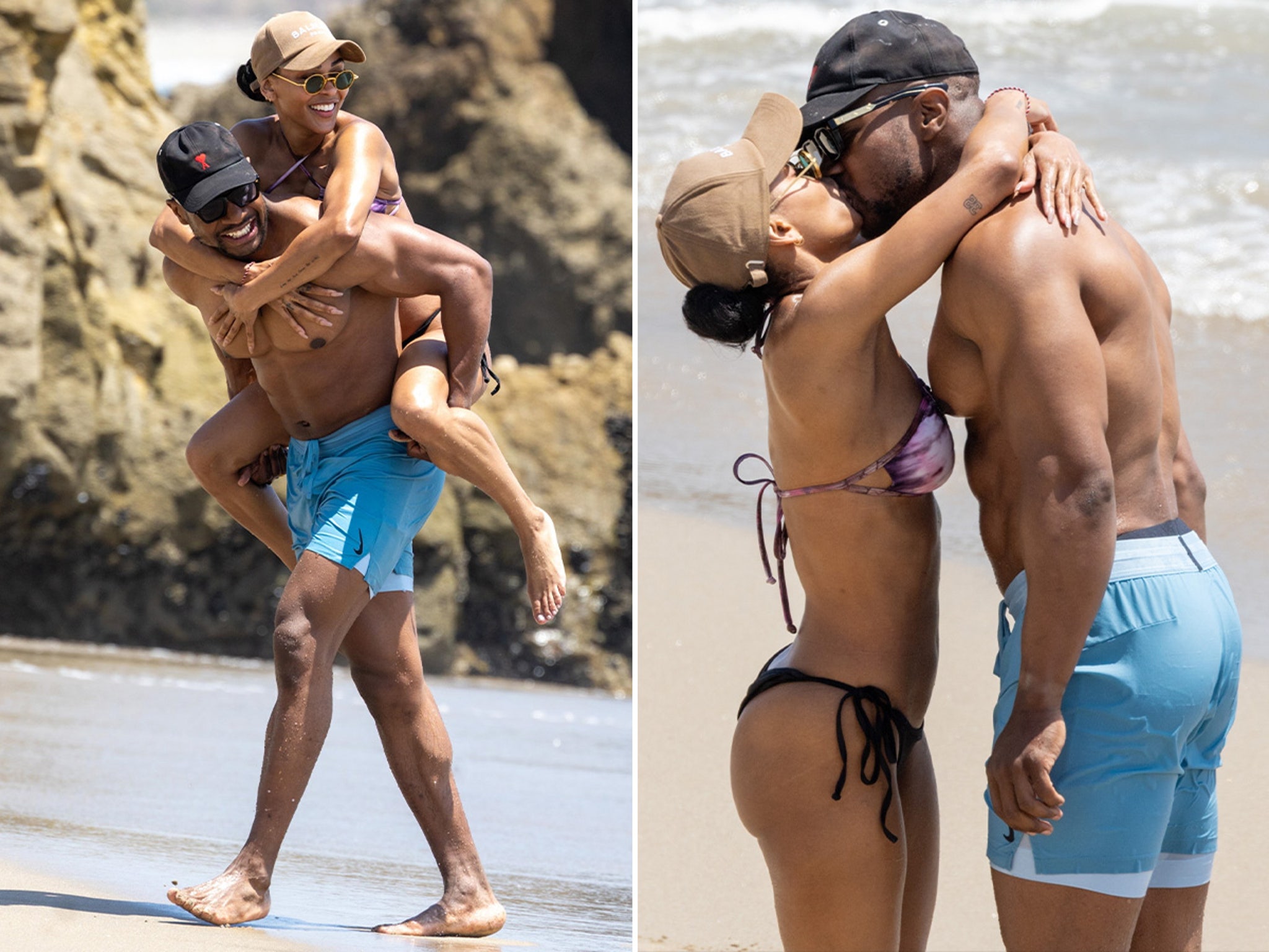 Jonathan Majors & Meagan Good Pack On the PDA For Sunny Beach Day