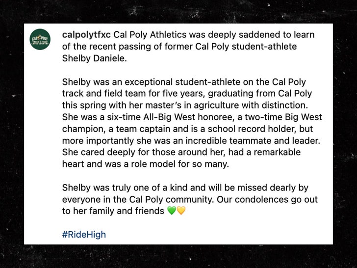 shelby daniele cal poly instagram statement