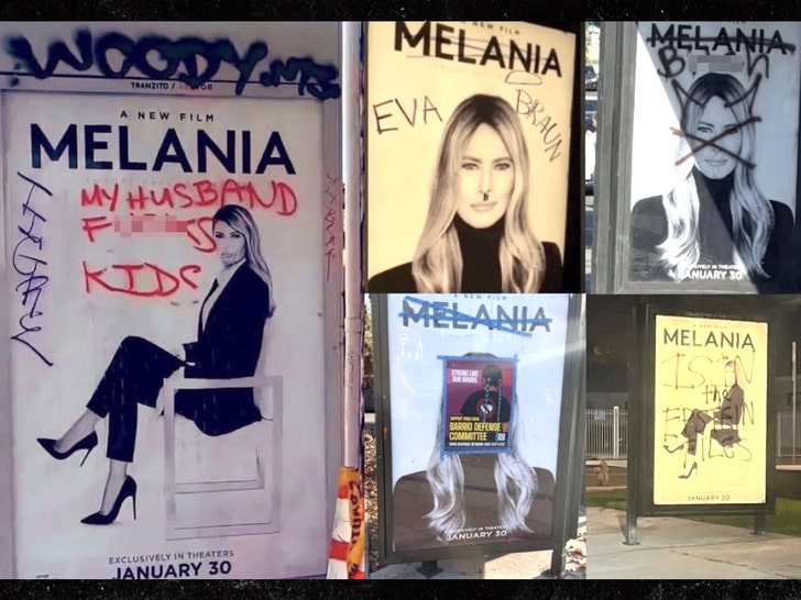 Melania Trump Movie Posters Defaced With Hitler 'Stache Across L.A. 1 melania trump posters west hollywood no credit 1