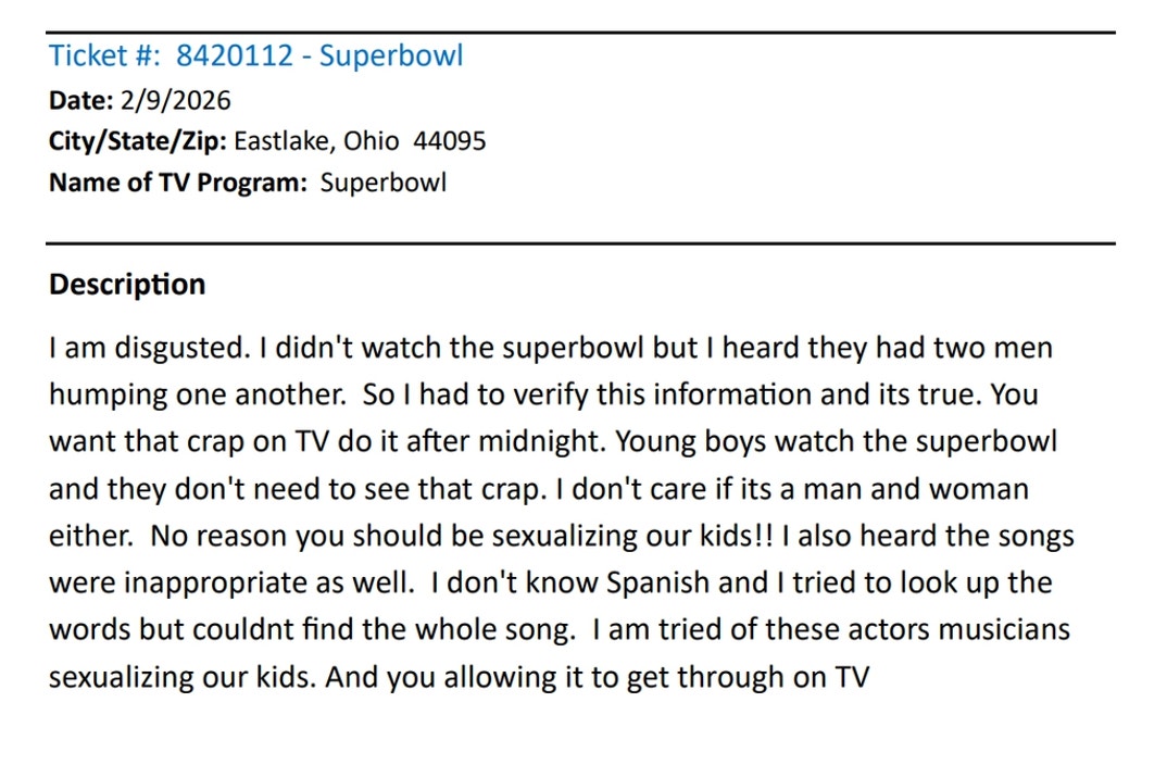 Super Bowl Half Time Complaints 19
