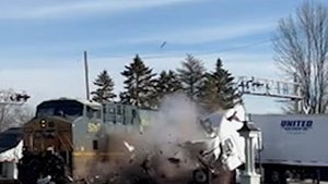 New Video Shows Shocking Moment Train Obliterates Semi-Truck