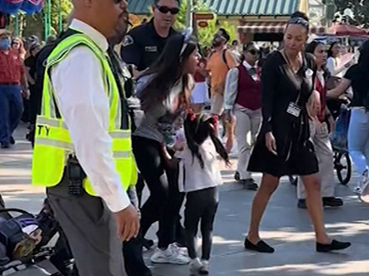 Disneyland visitor escorted out in handcuffs as she shouted obscenities and her kids cried