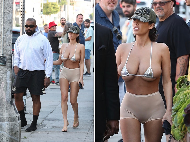 Bianca Censori Wears Tiny Bikini Top to Lunch with Kanye West