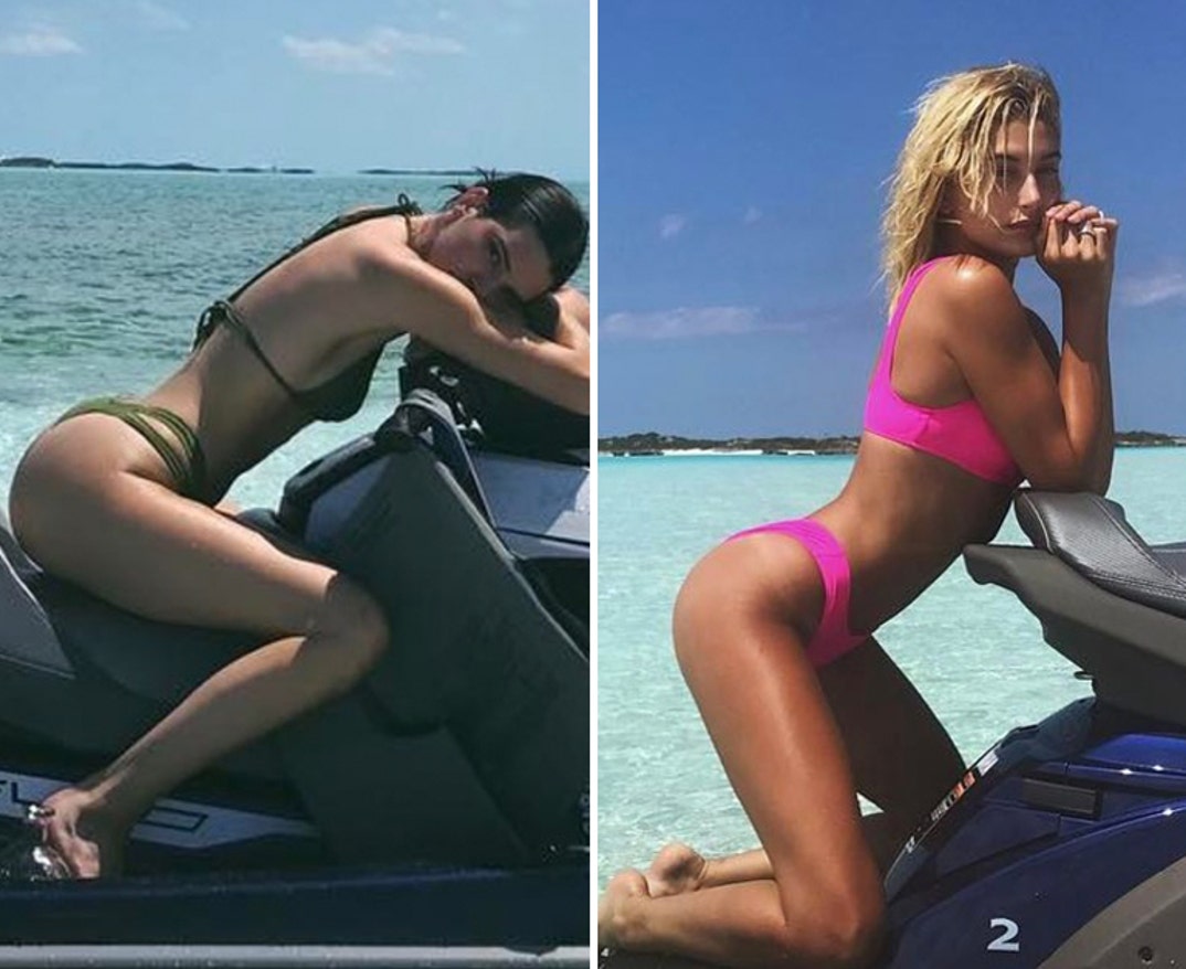 Kendall Jenner (21) vs. Hailey Baldwin (20) -- Jet Ski babes battle!