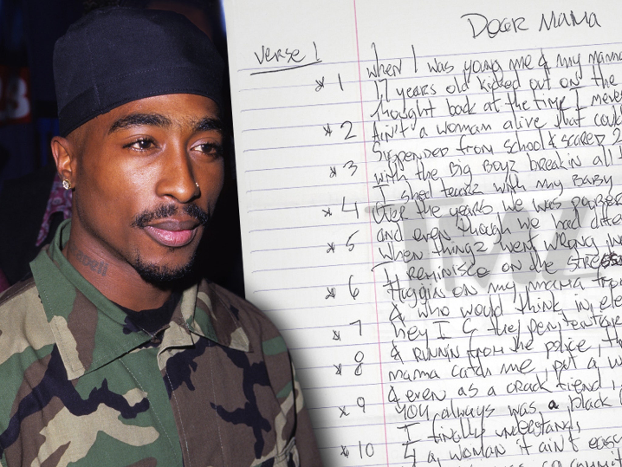 TUPAC SHAKUR HANDWRITTEN LYRICS OR POEM