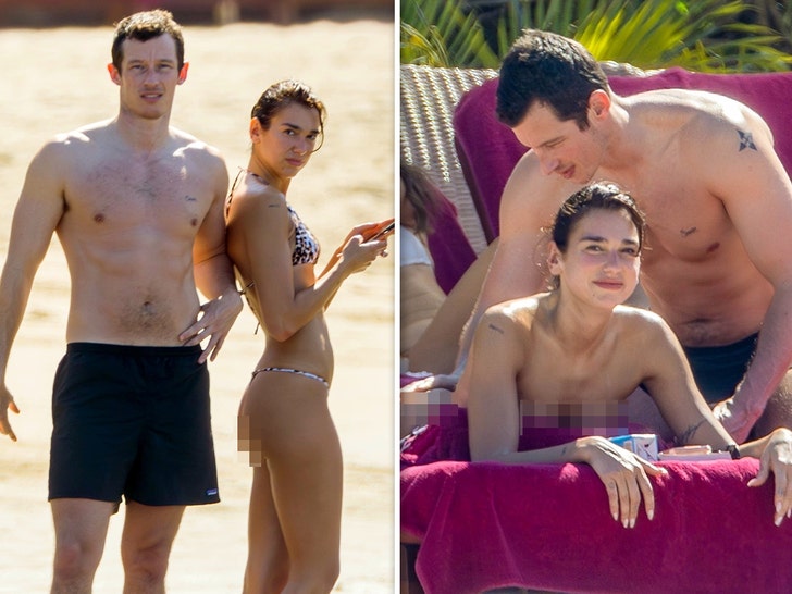 Dua Lipa Hits the Beach in Tiny Bikini, Shows PDA with Fiancé Callum Turner