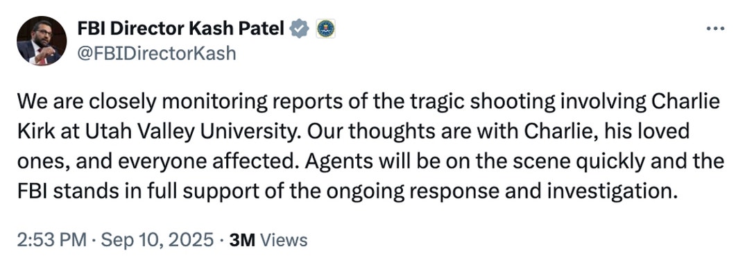 Politicians Reach To Charlie Kirk Shooting 0