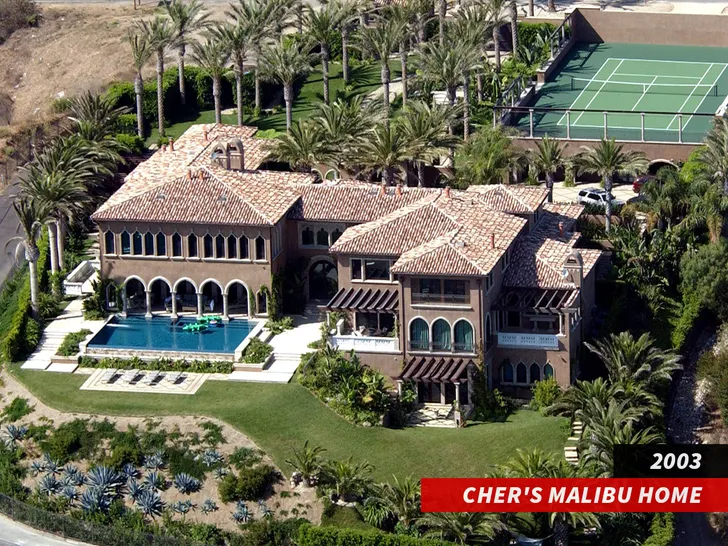 Cher's massive Malibu mansion has hit the market ... at a price just right for one of music's all-timers.  The Wall Street Journal reports that the pop icon has listed the stunning home for a whopping $85M, an incredible bump from the $2.95M he bought the place for in 1989. The Italian-inspired home lasted five years to build, and it's a real beauty ... with almost every amenity you can imagine.