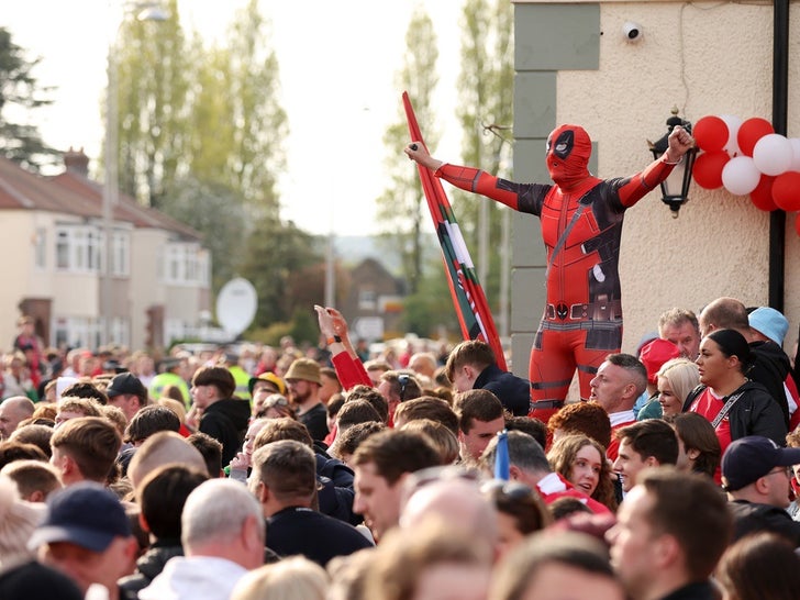 Wrexham Fans Dressed As Deadpool