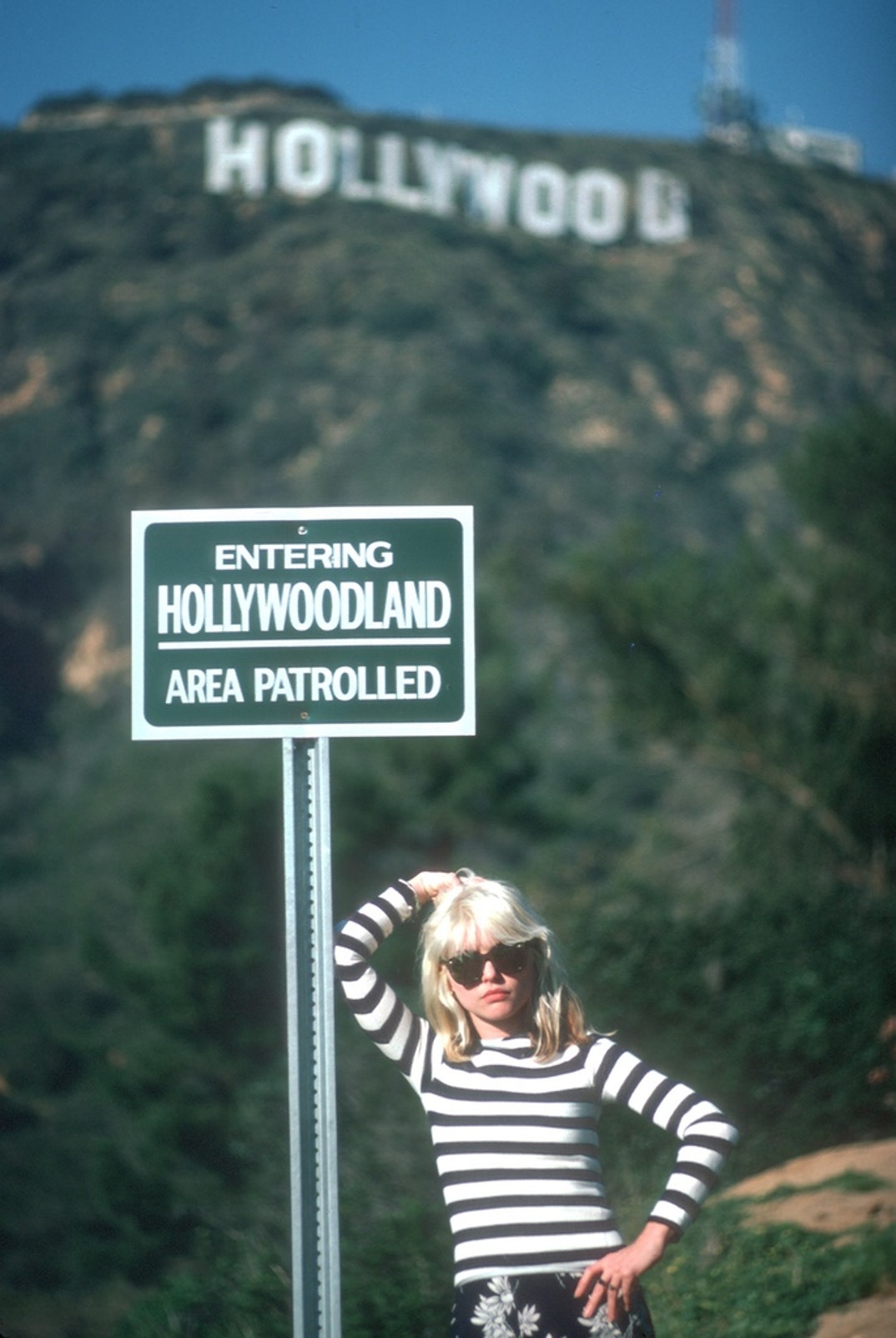 The pop group Blondie's Debbie Harry posed for a photo beneath the Hollywood Sign back in 1977!