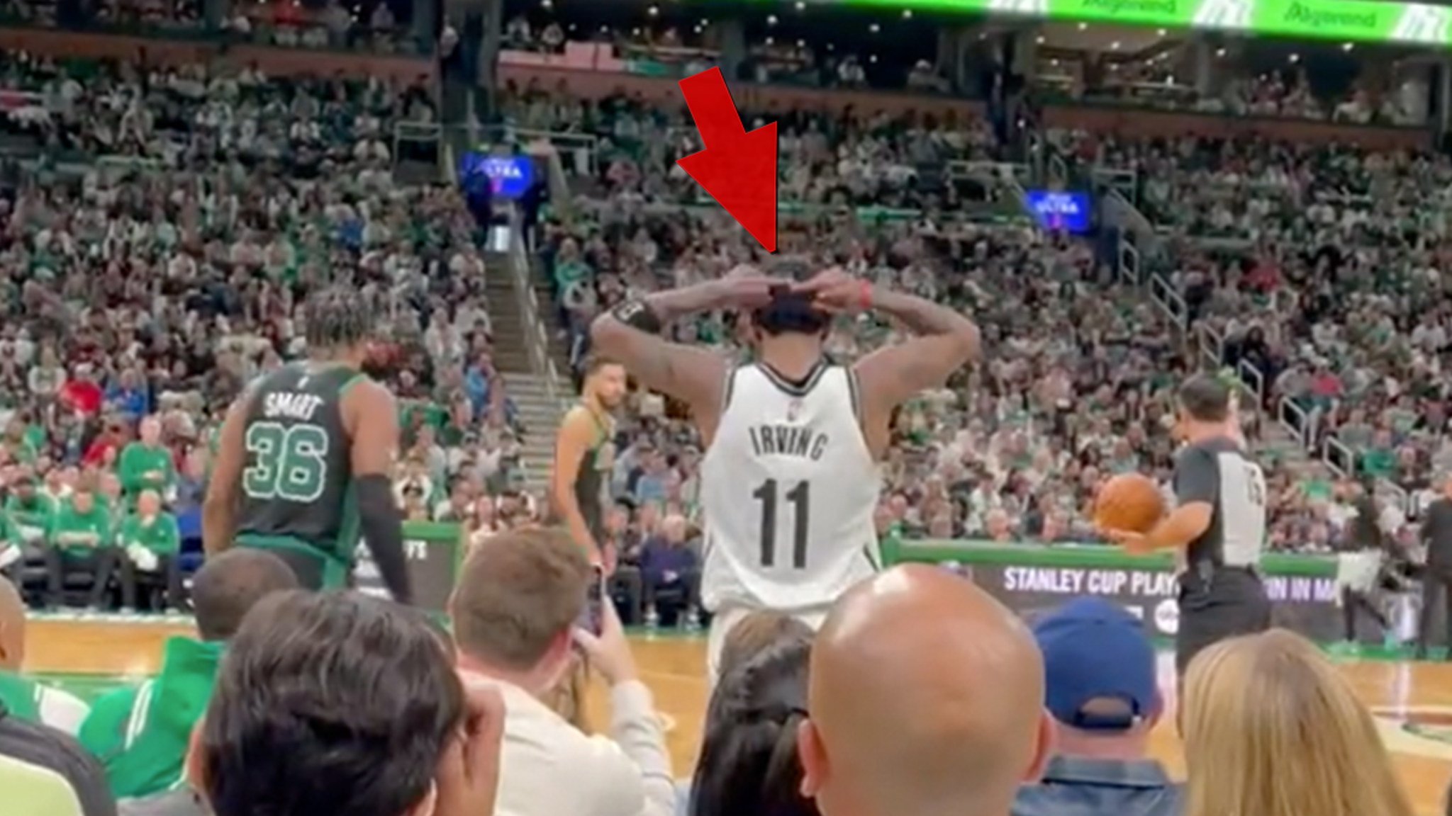 Watch: Kyrie Irving appears to give Celtics fans the middle finger during  Game 1 - The Boston Globe