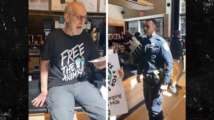 James Cromwell, PETA Protestosu için Starbucks Tezgahına Elini Yapıştırdı